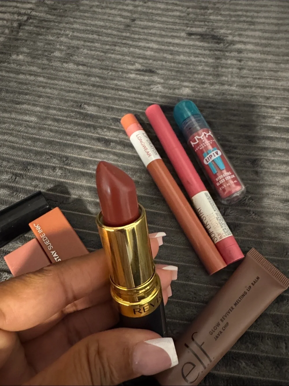 Revlon Assorted Lipstick & Lip Stain Set in Pink, Brown, Nude